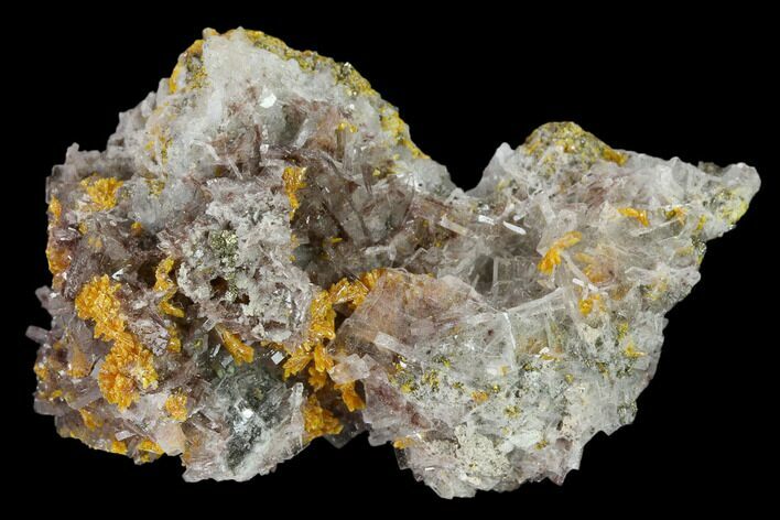 Orpiment On Barite Crystals - Peru #133098